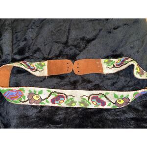 VINTAGE NATIVE BEADED COLLECTIBLE SASH BELT - NEVER WORN-NEEDS LACES TO TIE
